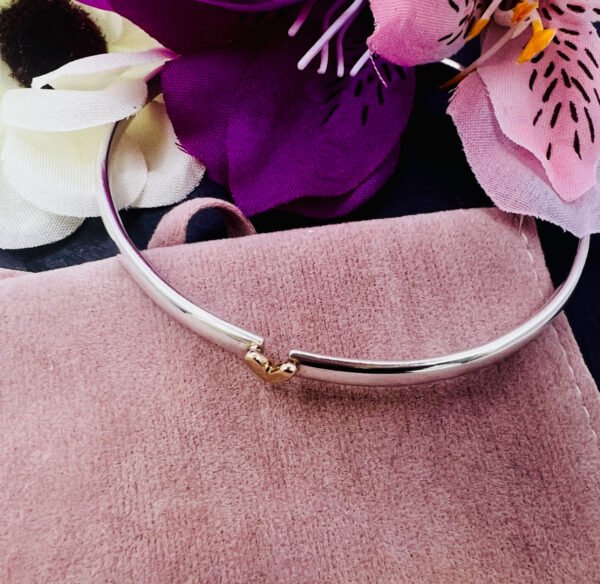 silver bangle with gold heart